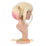 Sweet And lovely gradient Colorful Short Double Pony Tail Cosplay Costume Anime Wigs