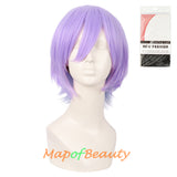 Anime Cosplay Short Curly Wigs Synthetic Hair Side Bangs Wig