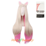 Sexy Bleaching And Dyeing Gradient Long Straight Hair Ear-headband Hair Accessories Cosplay Anime Wig