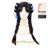 Cosplay Anime Braided Wigs Long Curly Synthetic Heat Resistant Hair Replacement Wig