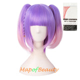 Bob Wigs with Bangs Curly Ombre Cosplay Anime Synthetic Hair Ponytail Colored Party Wig