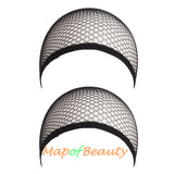 Wig Cap 2 Pieces One Size Elastic Invisible Nylon Hair Net(Black/Coffee/Nude)