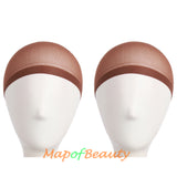 Wig Cap 2 Pieces One Size Elastic Invisible Nylon Hair Net(Black/Coffee/Nude)