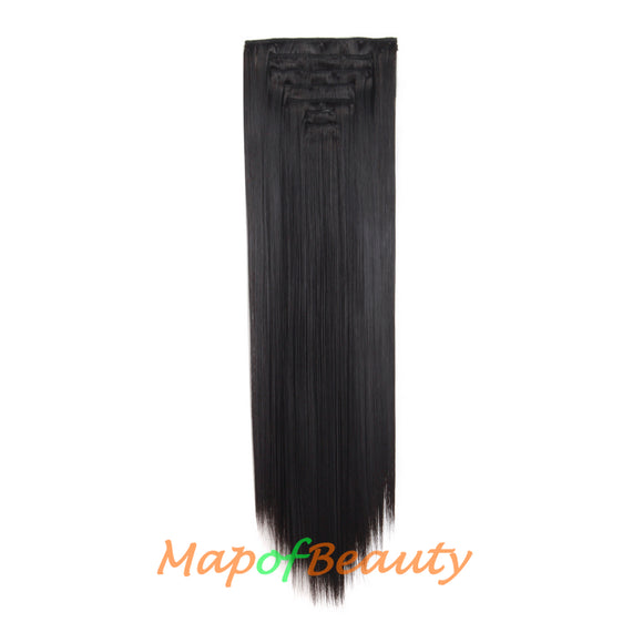 Heat Resistant Hair Extensions 16 Clip Long Straight Ordinary Hairpiece