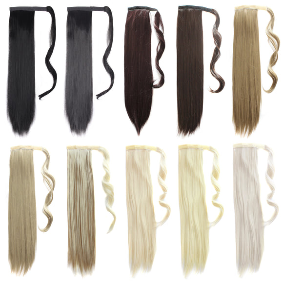 Wrap Around Extension Fashion Heat Resistant Long Straight Hair Paste Ponytail