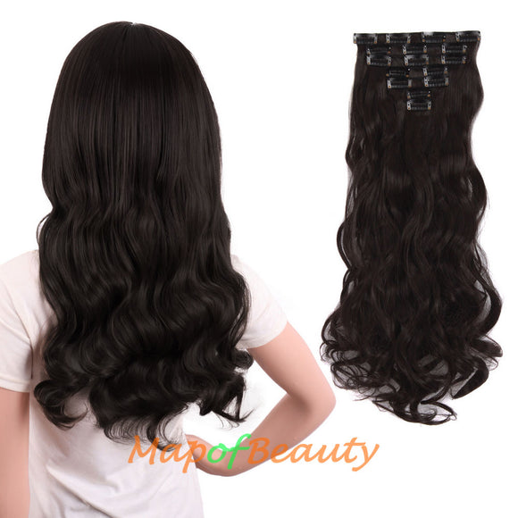 24 Inch Beauty Charming 16 Clip Long Curly Wavy Women Ordinary Hairpiece