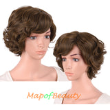 10 Inch Fluffy Curly Side Bangs Charm Synthetic Short Wig