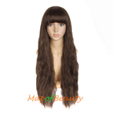 Fashion Flat Bangs Long Lace Front Wigs Heat Resistant Ordinary Wigs