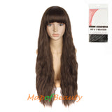 Fashion Flat Bangs Long Lace Front Wigs Heat Resistant Ordinary Wigs