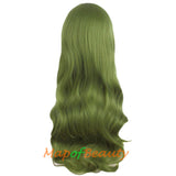 Lolita Air Bangs Long Wavy Curly Hair Fashion Cosplay Wigs for Women (Granny gray/Light Sea Green)