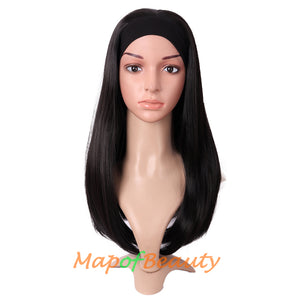 Long Natural Curly Wigs Synthetic Heat Resistant Headband Wig Daily Use