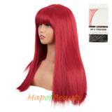 Long Straight Wig With Bangs Synthetic Hair Heat Resistant For Party Cosplay