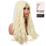 Long Wavy Wigs Middle Part Synthetic Fiber Curly Hair Replacement Wig For Party Cosplay Daily