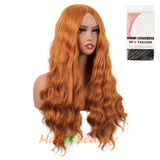 Long Wavy Wigs Middle Part Synthetic Fiber Curly Hair Replacement Wig For Party Cosplay Daily