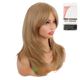 Long Layered Wigs With Bangs Straight Synthetic Fiber Shoulder Length Hair For Daily Party