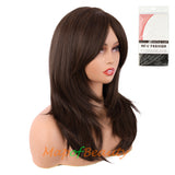 Long Layered Wigs With Bangs Straight Synthetic Fiber Shoulder Length Hair For Daily Party