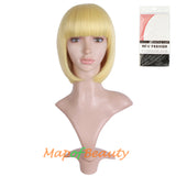 Short Bob Straight Wigs Synthetic Flat Bangs Heat Resistant Ordinary Wig