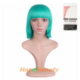 Short Bob Straight Wigs Synthetic Flat Bangs Heat Resistant Ordinary Wig