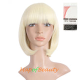 Short Bob Straight Wigs Synthetic Flat Bangs Heat Resistant Ordinary Wig