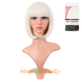 Short Bob Straight Wigs Synthetic Flat Bangs Heat Resistant Ordinary Wig