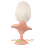 Short Bob Straight Wigs Synthetic Flat Bangs Heat Resistant Ordinary Wig