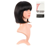 Short Bob Straight Wigs Synthetic Flat Bangs Heat Resistant Ordinary Wig