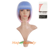 Short Bob Straight Wigs Synthetic Flat Bangs Heat Resistant Ordinary Wig