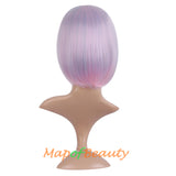 Short Bob Straight Wigs Synthetic Flat Bangs Heat Resistant Ordinary Wig