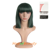 Short Bob Straight Wigs Synthetic Flat Bangs Heat Resistant Ordinary Wig