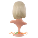 Short Bob Straight Wigs Synthetic Flat Bangs Heat Resistant Ordinary Wig