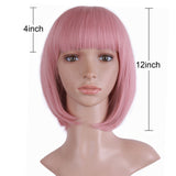 Short Bob Straight Wigs Synthetic Flat Bangs Heat Resistant Ordinary Wig