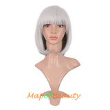 Short Bob Straight Wigs Synthetic Flat Bangs Heat Resistant Ordinary Wig