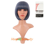 Short Bob Straight Wigs Synthetic Flat Bangs Heat Resistant Ordinary Wig