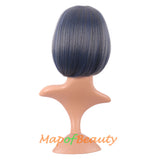 Short Bob Straight Wigs Synthetic Flat Bangs Heat Resistant Ordinary Wig