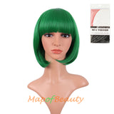 Short Bob Straight Wigs Synthetic Flat Bangs Heat Resistant Ordinary Wig