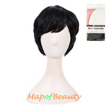 Short Curly Wig with Bangs Hair Natural Soft Wigs for Women（Dark Brown）