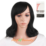 Side Bangs Middle Length Bent Tail Wigs Fiber Shoulder Length Wigs