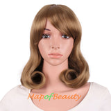 Side Bangs Middle Length Bent Tail Wigs Fiber Shoulder Length Wigs