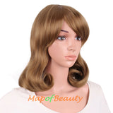 Side Bangs Middle Length Bent Tail Wigs Fiber Shoulder Length Wigs