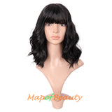 Bob Wig Purple Flat Bangs Short Curly Hair Ordinary Heat Resistant Wigs