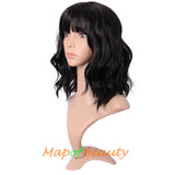 Bob Wig Purple Flat Bangs Short Curly Hair Ordinary Heat Resistant Wigs