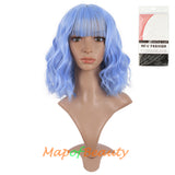 Bob Wig Purple Flat Bangs Short Curly Hair Ordinary Heat Resistant Wigs
