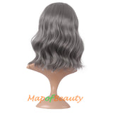 Bob Wig Purple Flat Bangs Short Curly Hair Ordinary Heat Resistant Wigs