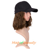 Adjustable Baseball Cap Wig Short Kinky Curly BOB Synthetic Hair Extension Natural Party