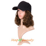 Adjustable Baseball Cap Wig Short Kinky Curly BOB Synthetic Hair Extension Natural Party