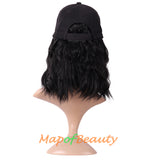 Adjustable Baseball Cap Wig Short Kinky Curly BOB Synthetic Hair Extension Natural Party