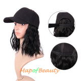 Adjustable Baseball Cap Wig Short Kinky Curly BOB Synthetic Hair Extension Natural Party