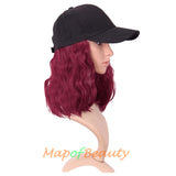 Adjustable Baseball Cap Wig Short Kinky Curly BOB Synthetic Hair Extension Natural Party