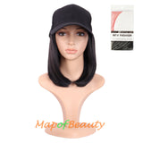 Short Straight Bob Baseball Hat Wig Heat Resistant Synthetic Hair Extension Adjustable Cap Daily Use Wigs