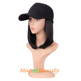 Short Straight Bob Baseball Hat Wig Heat Resistant Synthetic Hair Extension Adjustable Cap Daily Use Wigs